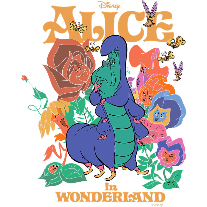 Disney Alice in Wonderland Caterpillar and Flowers Vintage png, sublimation, digital download.pngDisney Alice in Wonderland Caterpillar and Flowers Vintage pn