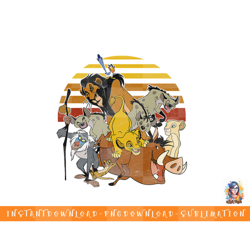 Disney Lion King Group Retro Stripe Sunset Vintage T-Shirt png, sublimation, digital download.jpg