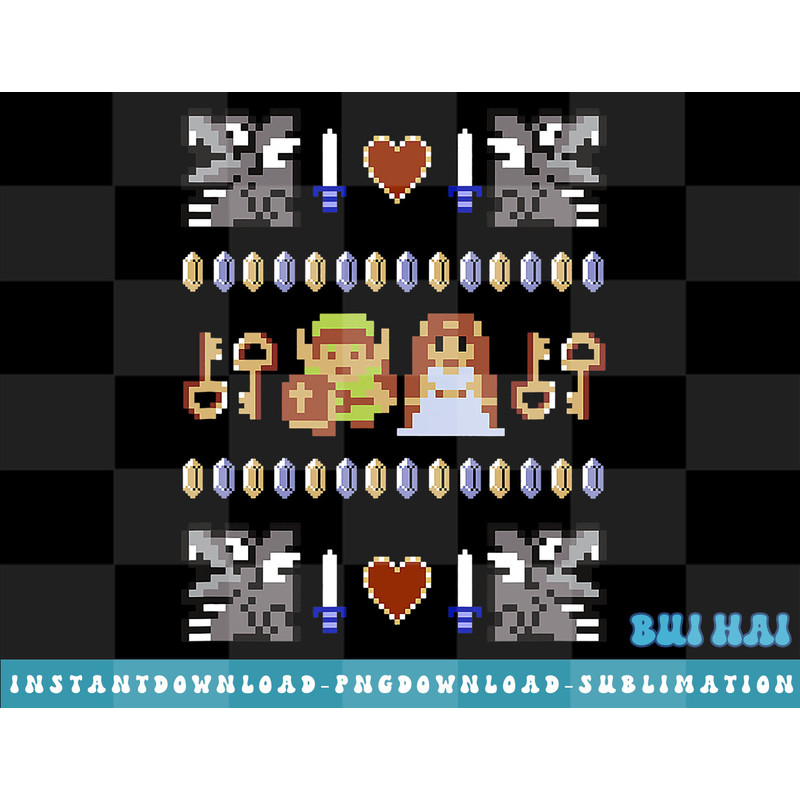 Legend of Zelda Link & Zelda Merry Christmas Ugly Sweater png, sublimate, digital download.jpg