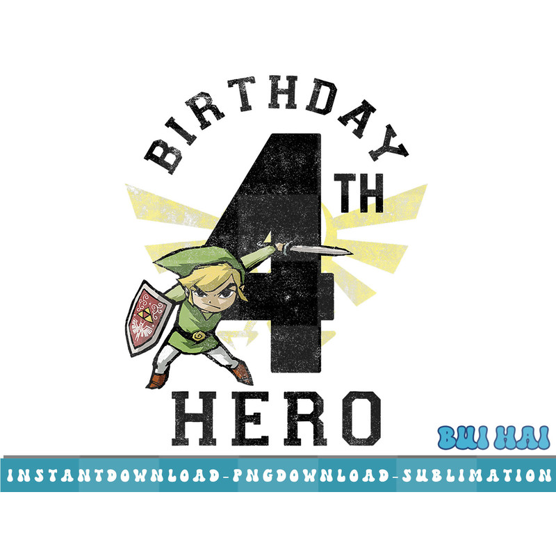 Legend Of Zelda Link 4th Birthday Hero Triforce Logo png, sublimate, digital download.jpg