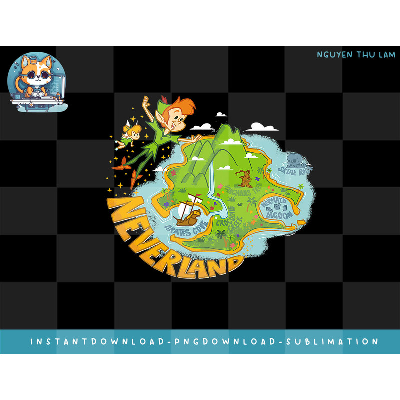 Disney Peter Pan and Tinker Bell Never Land Map png, digital prints.jpg