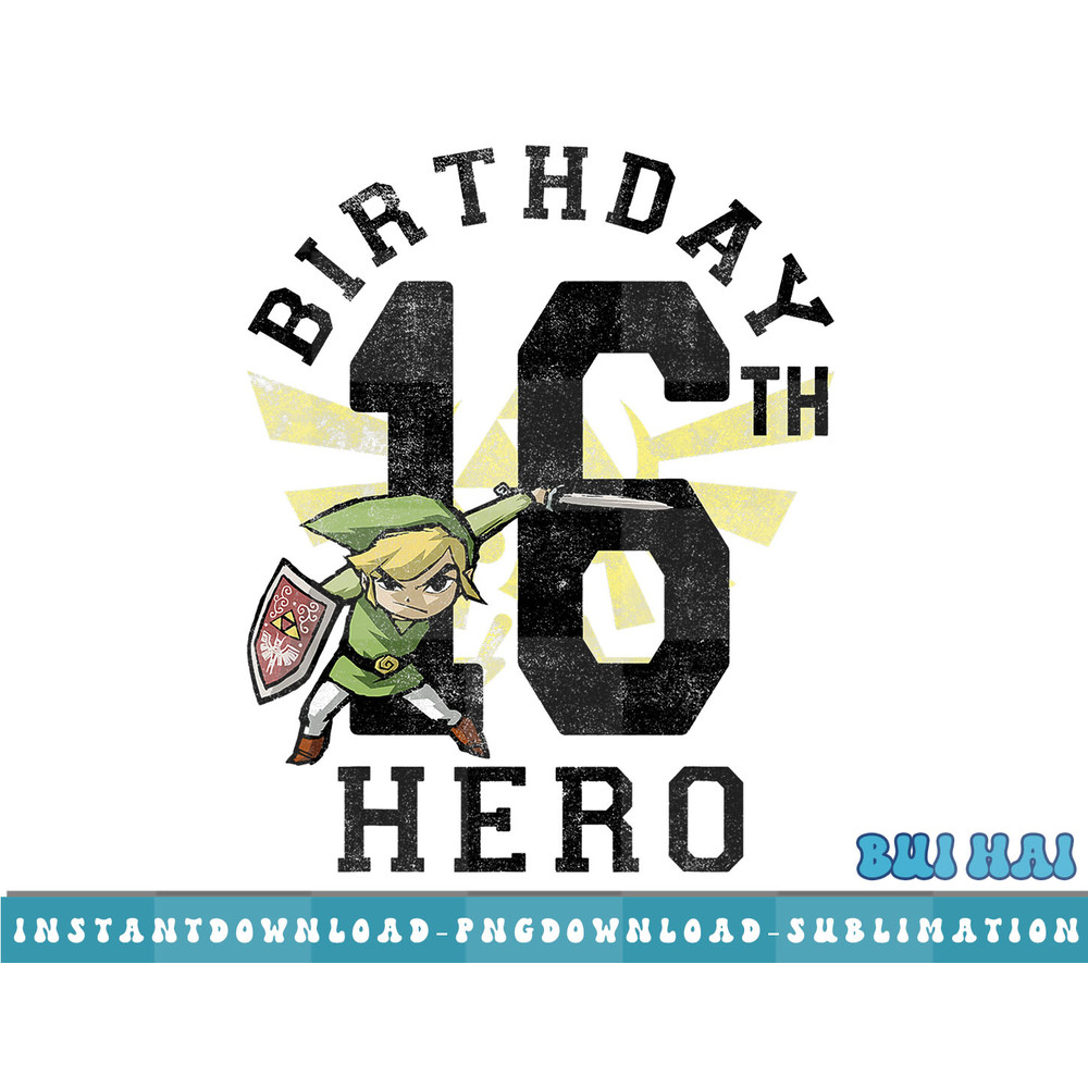Legend of Zelda Link 16th Birthday Hero Portrait Logo png, sublimate, digital download.jpg