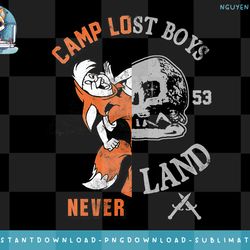 disney peter pan camp lost boys never land graphic t-shirt png, digital prints