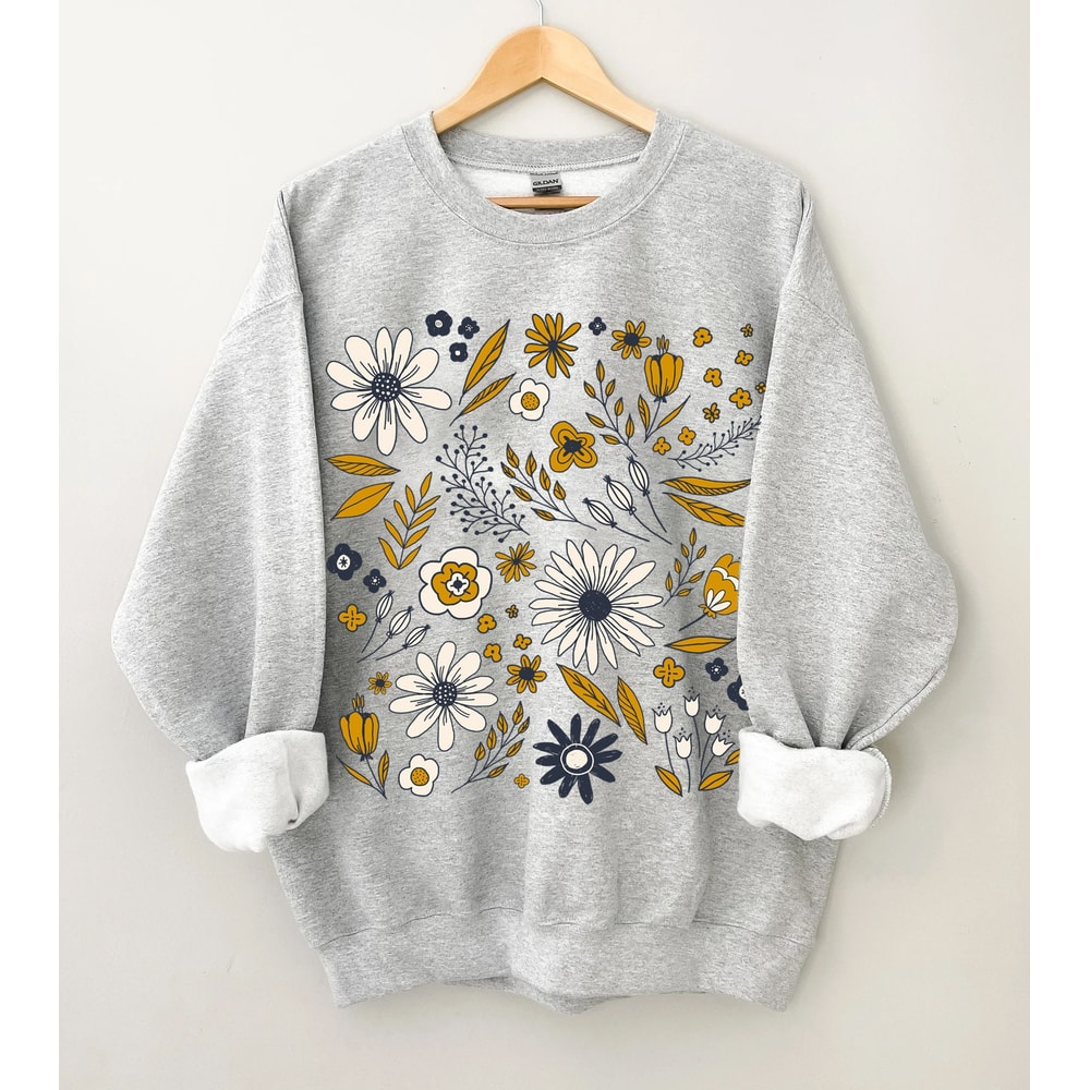 Flower Sweatshirt, Wildflower Women Sweatshirts, Plus Size, Ladies Flower Girl Gifts, Floral Gift, Girlfriend Gift - 5.jpg