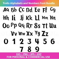 Trolls Alphabets and numbers font Svg, Trolls Font Eps, Png, Trolls Font SVG, Instant Download, Cricut Silhouette cut fi