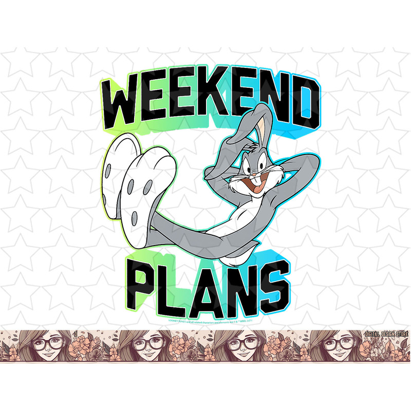Looney Tunes Bugs Bunny Lounging Weekend Plans Gradient png, sublimation, digital download .jpg
