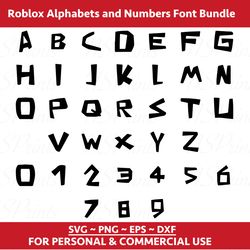 Roblox alphabets and numbers Font SVG, Roblox Font Vector, Roblox Alphabet SVG, Roblox Silhouette Svg, Roblox Alphabet
