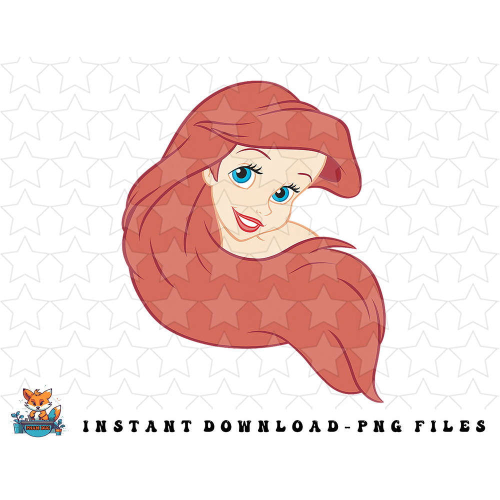 Disney The Little Mermaid Ariel Hair Swirl Big Face Portrait png, sublimation, digital download.jpg