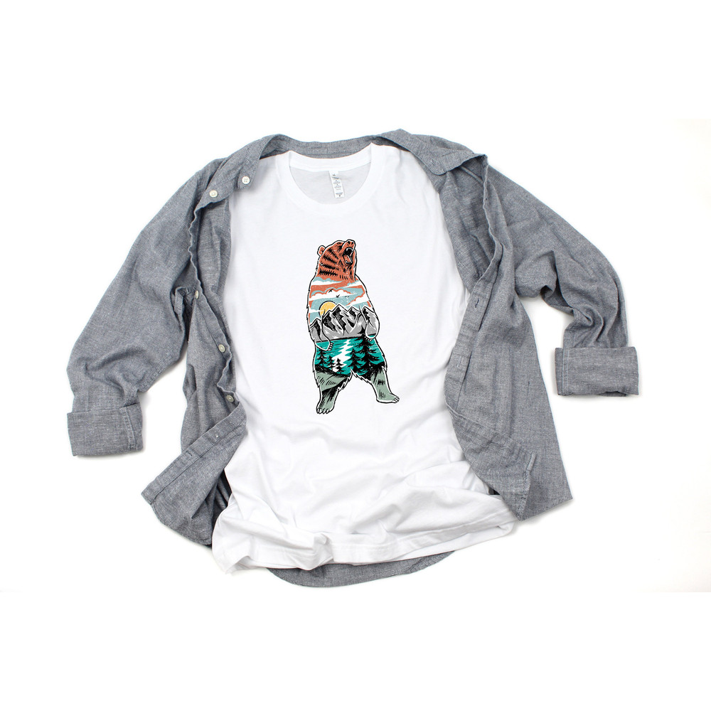 Bear T Shirt Men - Double Exposure Bear - Papa Bear Shirt - Mens TShirt Bear - Fathers Day Gift Athletic Gray - 3.jpg