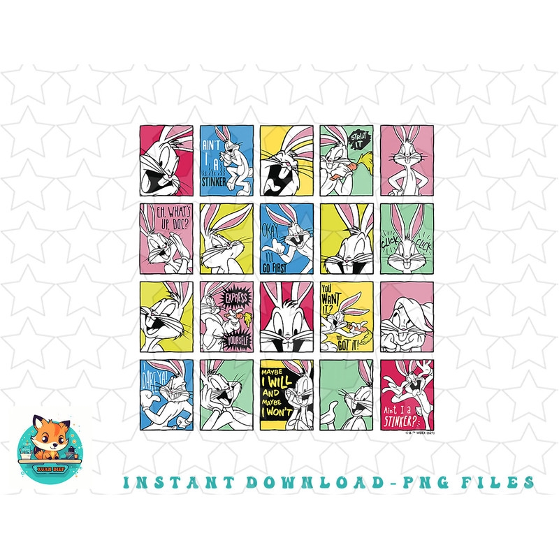 Looney Tunes Bugs Bunny Multi-Color Portrait Box Up png, sublimation, digital download.jpg
