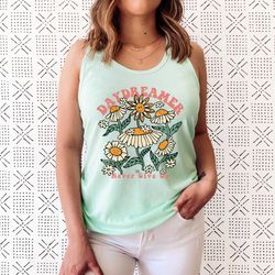boho floral tank t shirt, hippie tank, daydreamer top, retro tank top, floral tank, summer tee, flowers t shirt, garden