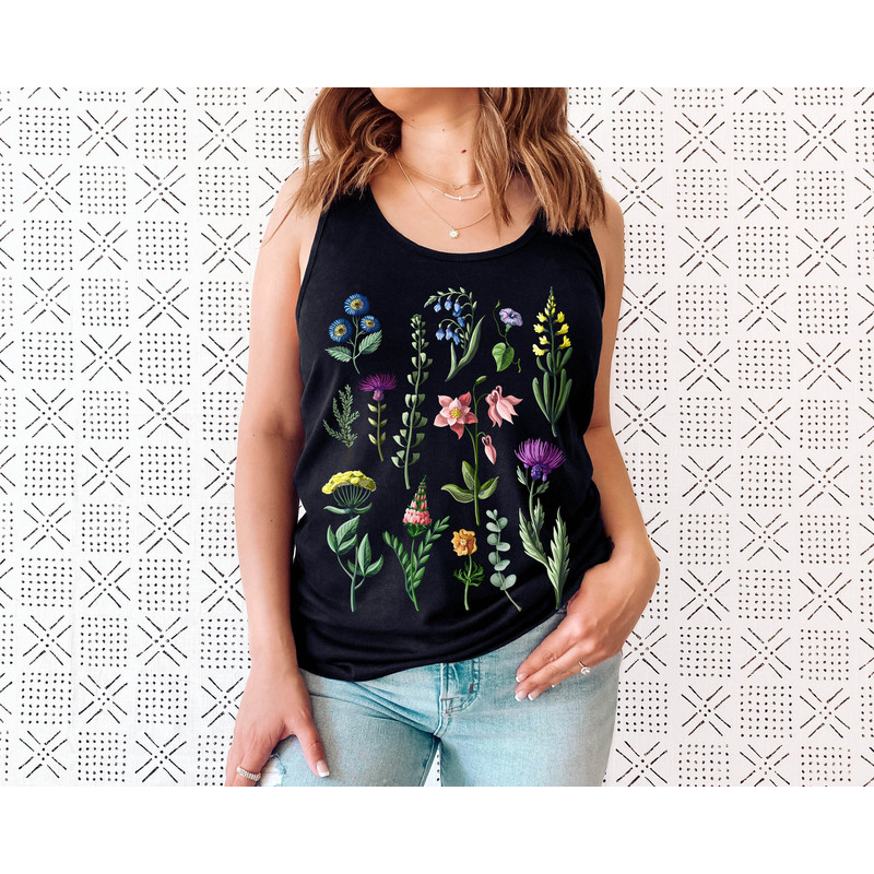 Botanical Shirt Tank , Vintage Tank Top, Flower Tank, Tee, Vintage Botanical, Botanical Print, Vintage Flower, Graphic Tshirt, Wildflower - 1.jpg