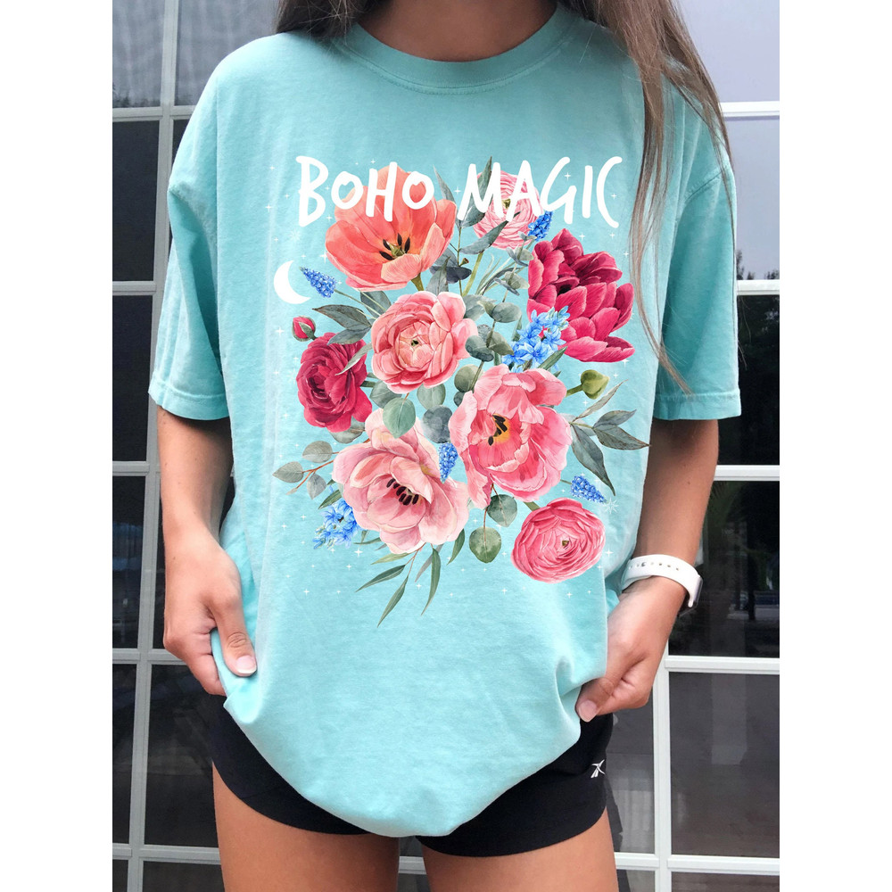 Boho Magic Floral T-Shirt, Botanical Shirt, Flower T-Shirt, Vintage Botanical Print, Wildflowers Graphic Shirt, Nature Lover, Gardening - 8.jpg
