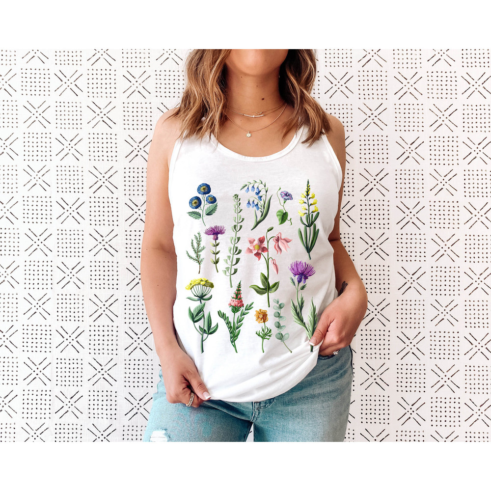 Botanical Shirt Tank , Vintage Tank Top, Flower Tank, Tee, Vintage Botanical, Botanical Print, Vintage Flower, Graphic Tshirt, Wildflower - 6.jpg
