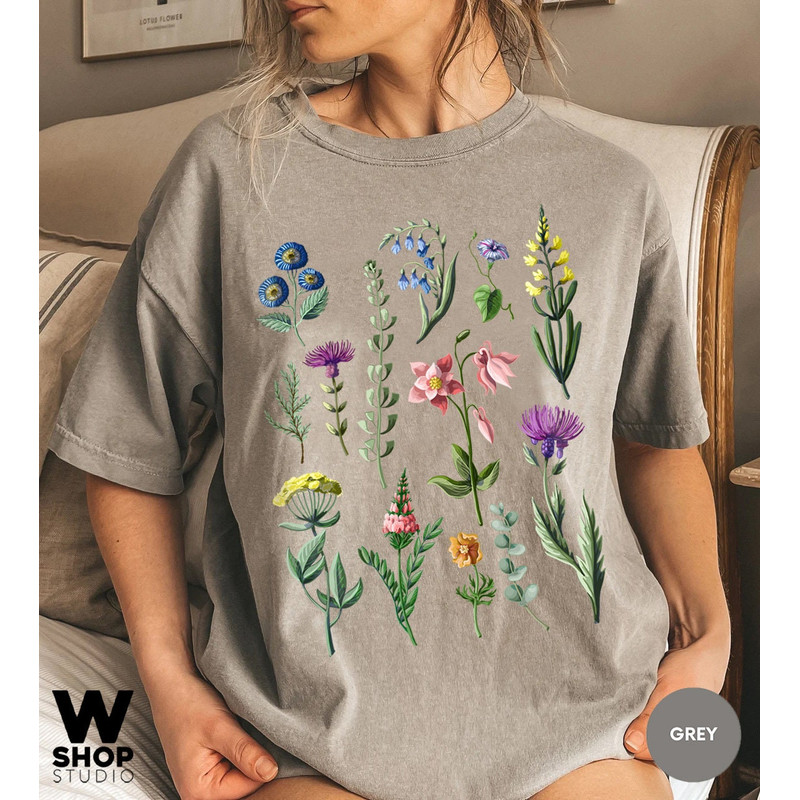 Botanical Shirt, Vintage Floral T-shirt, Flower Tee, Vintage Botanical, Wildflower Botanical Print, Oversized Shirt, Graphic Tshirt - 3.jpg