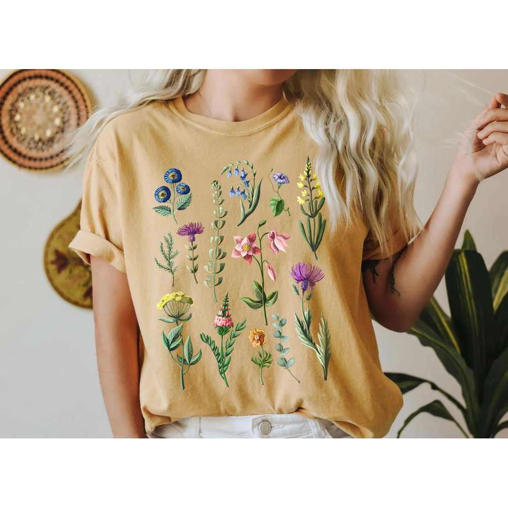 Botanical Shirt, Vintage Floral T-shirt, Flower Tee, Vintage Botanical, Wildflower Botanical Print, Oversized Shirt, Graphic Tshirt - 4.jpg