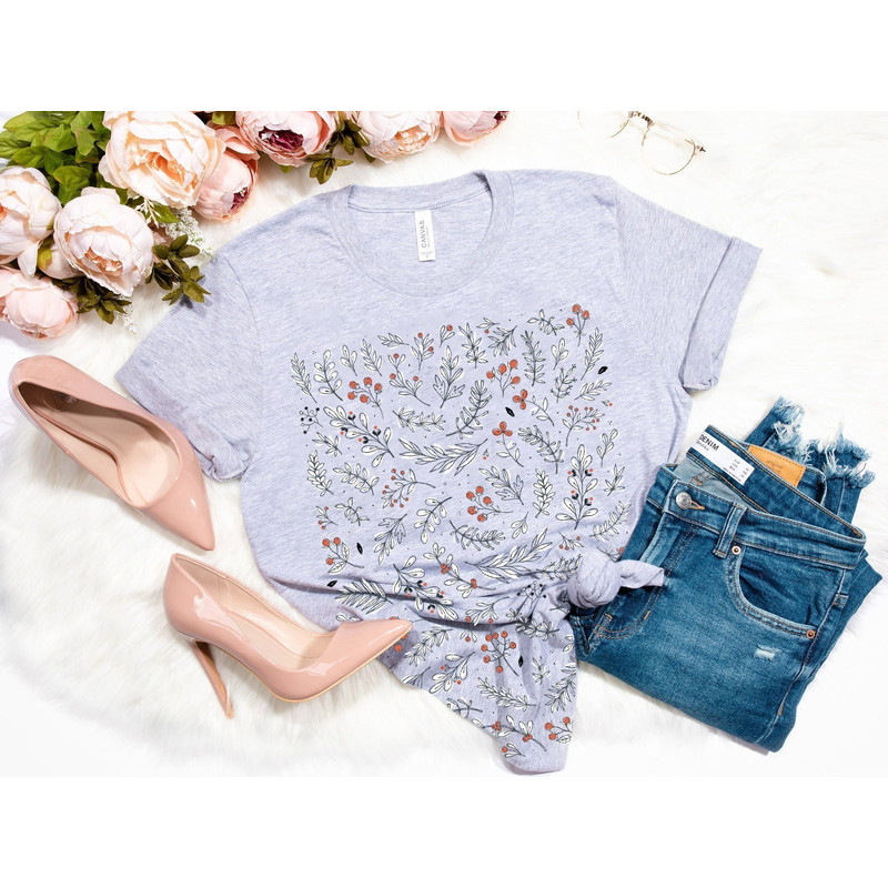 Botanical Shirt, Vintage T-shirt, Flower T-Shirt, Vintage Botanical, Vintage Flower Shirt, Wildflower Shirt, Cotton Shirt - 1.jpg