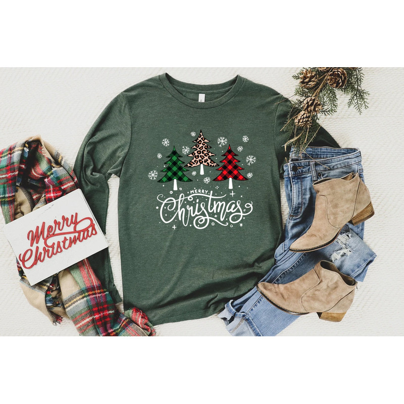 Buffalo Plaid Christmas Long Sleeve Shirt, Merry Christmas T-shirt, Christmas Family Shirt, Christmas Gift, Holiday Gift, Leopard Shirt - 3.jpg