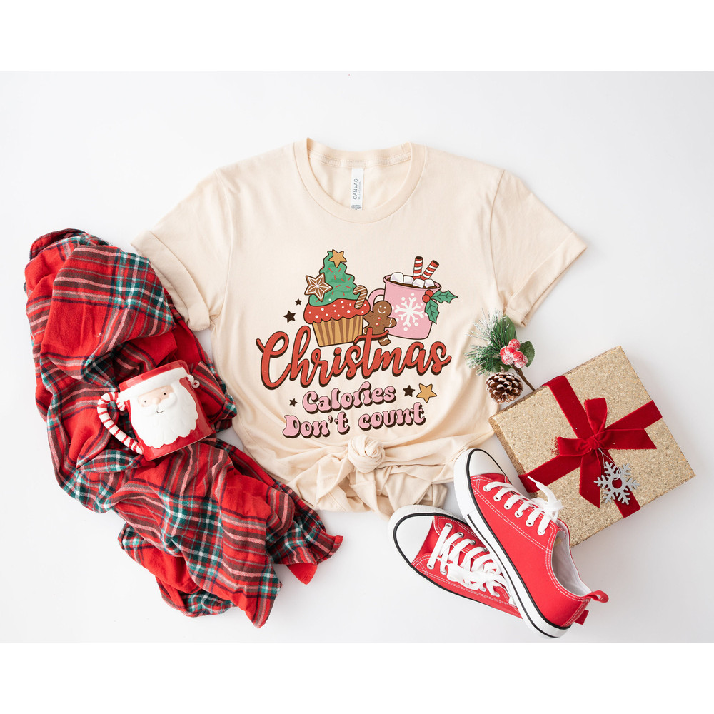 Christmas Calories Don't Count Shirt, Retro Christmas, Womens Christmas Top, Festive Tee Shirt, Festive Top, Womens Christmas T-Shirt - 3.jpg