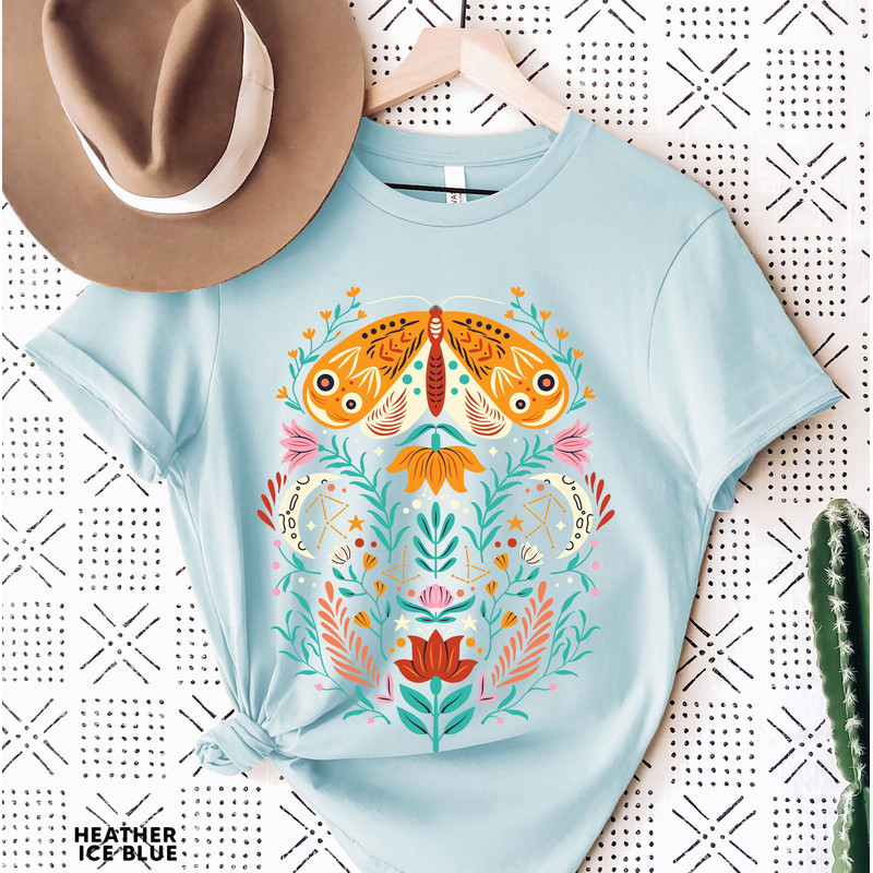 Celestial Shirt, Moth Butterfly T Shirts Moon Graphic Moon Phase Astrology Astronomy, Graphic Tees For Women, Boho, Vintage Spring Fashion - 8.jpg
