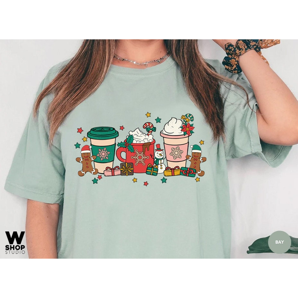 Christmas Coffee Shirt, Peppermint Iced Latte Snowmen Sweets Snow Warm Cozy Winter Women Shirt, Christmas Latte Shirt - 5.jpg
