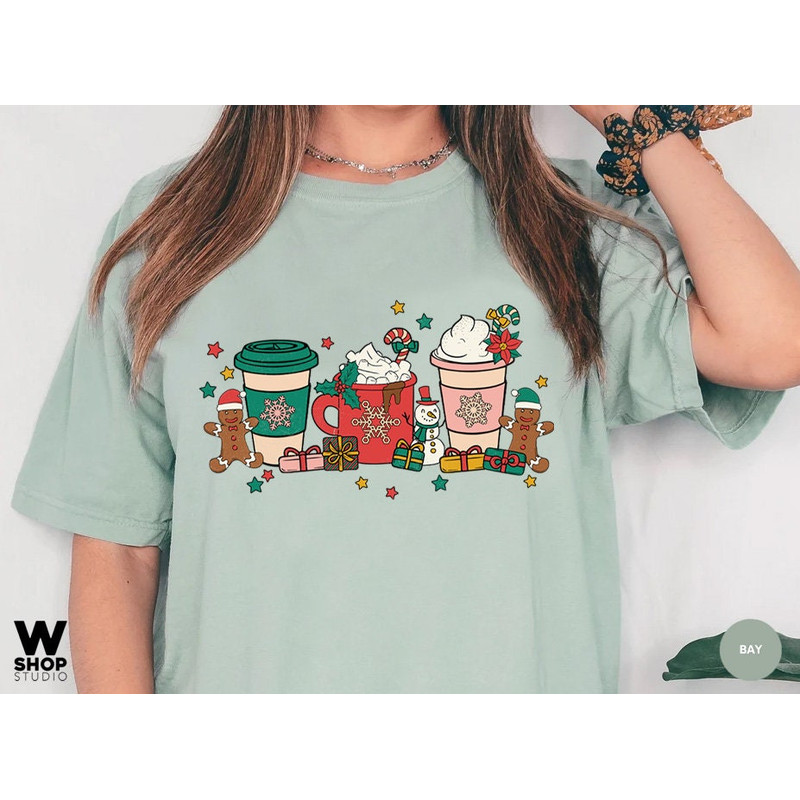 Christmas Coffee Shirt, Peppermint Iced Latte Snowmen Sweets Snow Warm Cozy Winter Women Shirt, Christmas Latte Shirt - 5.jpg