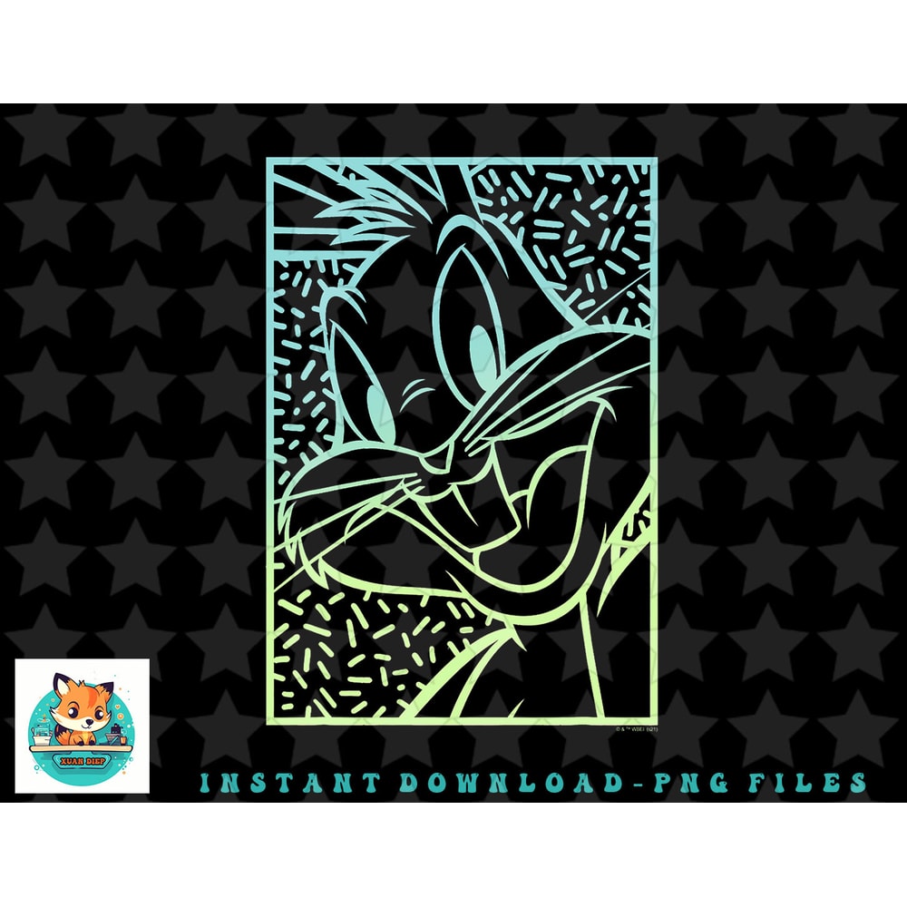 Looney Tunes Bugs Bunny Neon Outline Smile png, sublimation, digital download.jpg