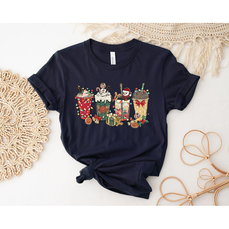 Christmas Coffee Shirt, Peppermint Iced Latte Snowmen Sweets Snow Warm Cozy Winter Women Shirt, Christmas Latte Shirt - 1.jpg