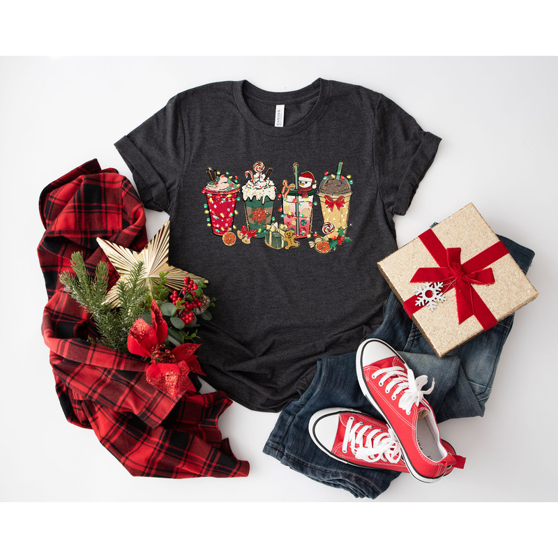 Christmas Coffee Shirt, Peppermint Iced Latte Snowmen Sweets Snow Warm Cozy Winter Women Shirt, Christmas Latte Shirt - 4.jpg