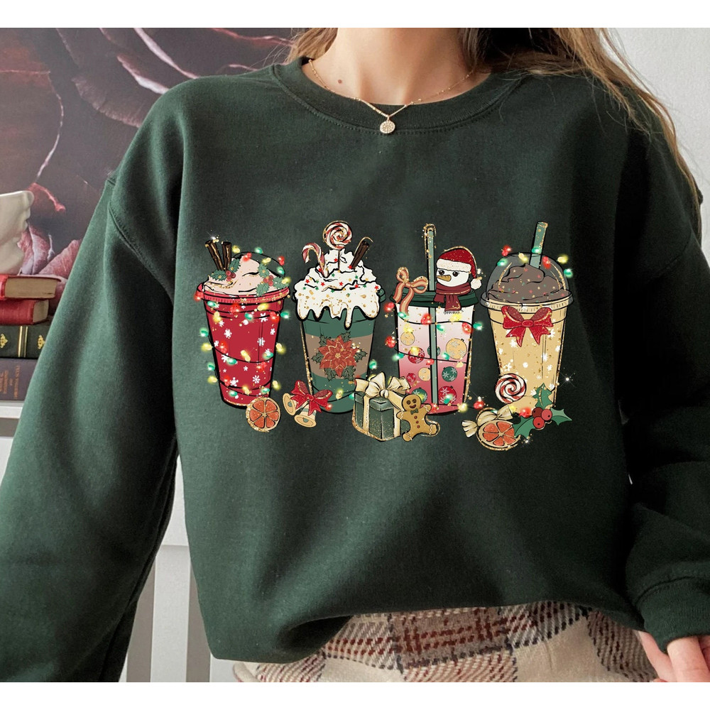 Christmas Coffee Sweatshirt, Christmas Sweatshirt, Christmas Shirt, Coffee Lover Gift Worker Winter Christmas Snowman Latte Coffee Lover - 1.jpg
