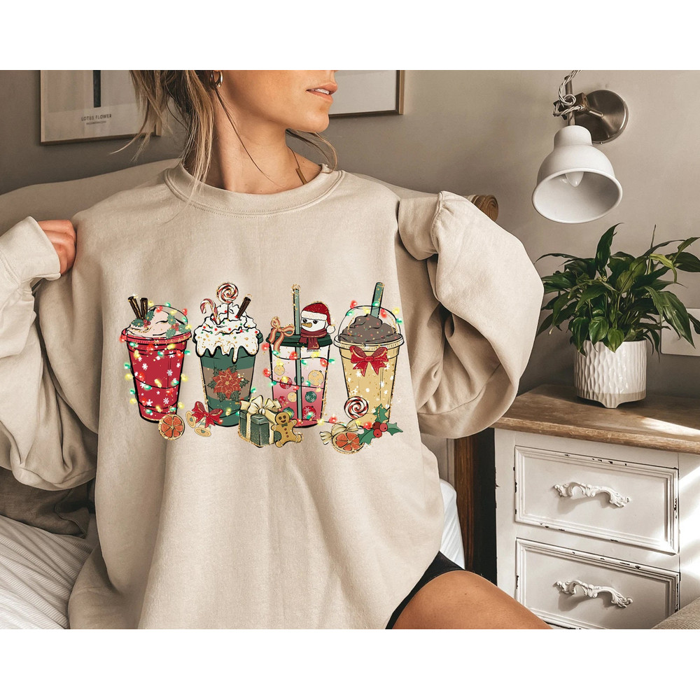 Christmas Coffee Sweatshirt, Christmas Sweatshirt, Christmas Shirt, Coffee Lover Gift Worker Winter Christmas Snowman Latte Coffee Lover - 2.jpg