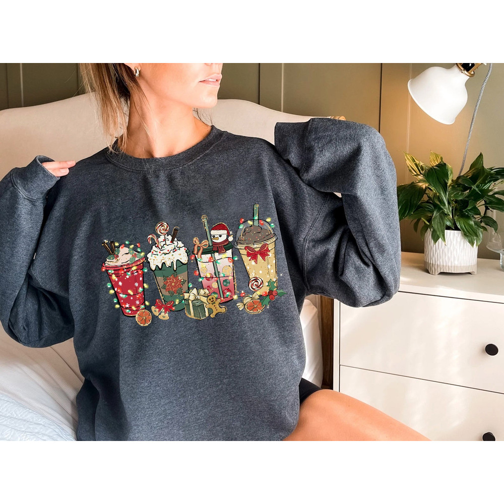 Christmas Coffee Sweatshirt, Christmas Sweatshirt, Christmas Shirt, Coffee Lover Gift Worker Winter Christmas Snowman Latte Coffee Lover - 4.jpg