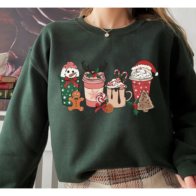Christmas Gingerbread Coffee Shirt, Christmas coffee Sweatshirt, Coffee Lover gift, Latte drink Crewneck, women Holiday sweater, Xmas Tee - 2.jpg