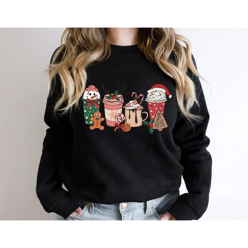 Christmas Gingerbread Coffee Shirt, Christmas coffee Sweatshirt, Coffee Lover gift, Latte drink Crewneck, women Holiday sweater, Xmas Tee - 6.jpg