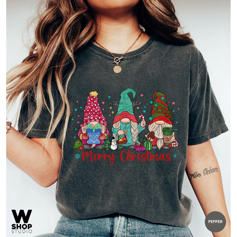 Christmas Gnomes Shirt, Gnome Shirt, Santa Gnomes Shirt, Christmas with my Gnomies, Christmas Shirt, Christmas Tee, Christmas Day Gift - 2.jpg
