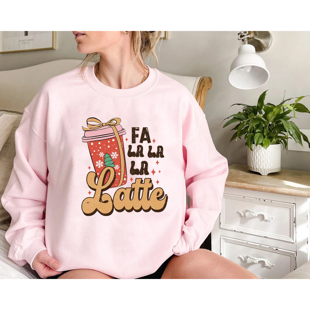Christmas Retro Coffee Shirt, Christmas coffee Sweatshirt, Coffee Lover gift, Latte drink Crewneck, women Holiday sweater, Xmas Tee - 4.jpg