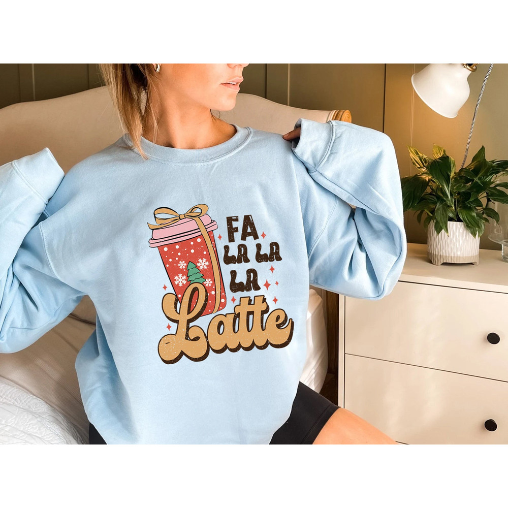 Christmas Retro Coffee Shirt, Christmas coffee Sweatshirt, Coffee Lover gift, Latte drink Crewneck, women Holiday sweater, Xmas Tee - 5.jpg