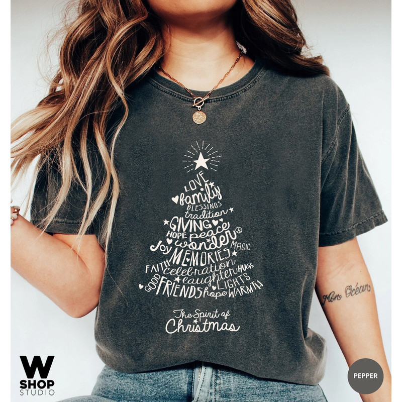 Christmas Tree Shirt, Rockin Around the Christmas Tree T shirt, Unisex Adult Holiday Shirt, Minimal Merry Xmas Crew - 1.jpg
