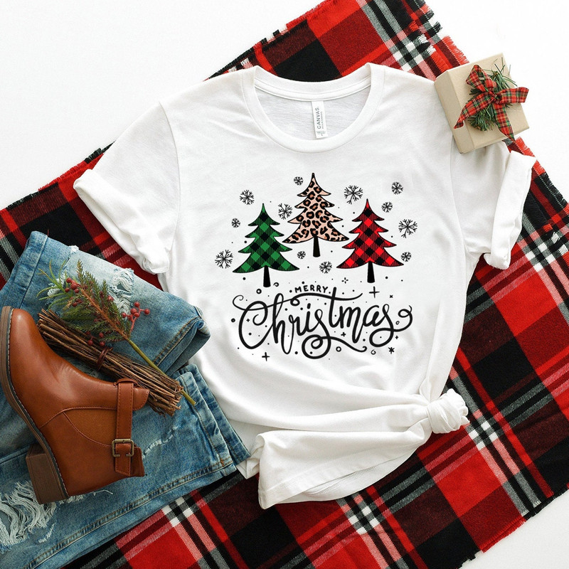 Christmas Women Shirt, Leopard Print Christmas Shirt, Merry Christmas Shirt, Cute Christmas Shirt, Women Holiday Shirt, Christmas Tees - 1.jpg