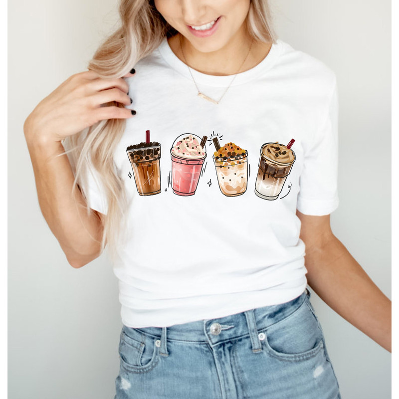 Coffee T-Shirt for Women, Coffee Crewneck, Coffee Shirt, Iced Coffee Shirt, Gift for Coffee Lover, Coffee Cup Shirt, Ladies Shirts - 4.jpg