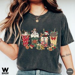 comfort colors christmas coffee t-shirt, cute chritmas tee, christmas t-shirt, holiday apparel, christmas tshirt, retro