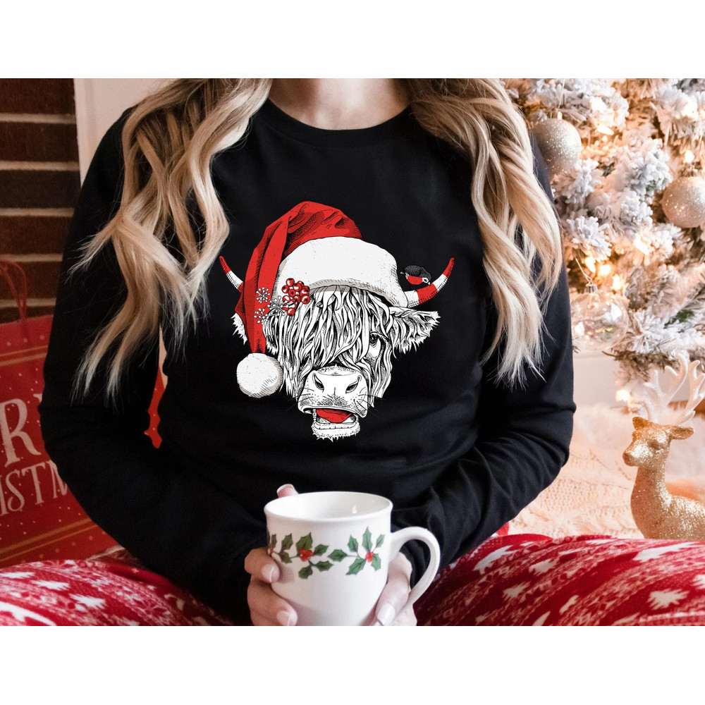 Cow Christmas Sweatshirt, Merry Christmas Heifers Tee, Christmas Cow Shirt, Highland Farm Long Sleeve Shirt, Farmer Cow Animal Lover - 5.jpg