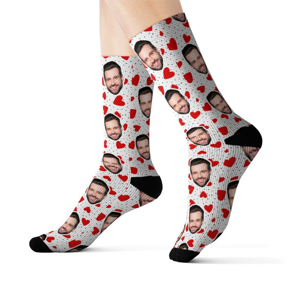 Custom Face Socks, Custom Heart Photo Socks, Face on Socks, Personalized, Love Heart Picture Socks, Valentine Gift For Her, Him Friends - 2.jpg