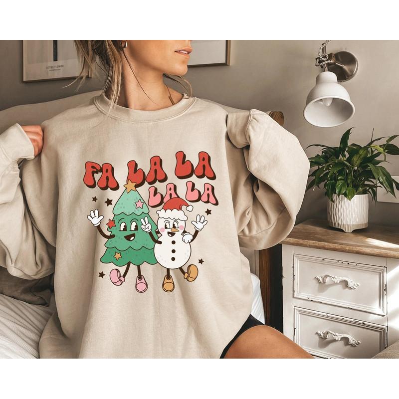 Fa La La La Christmas sweatshirt, Retro Holiday sweatshirt Womens, Holiday sweatshirt, Fun Christmas sweatshirt, Santa Fa La - 1.jpg