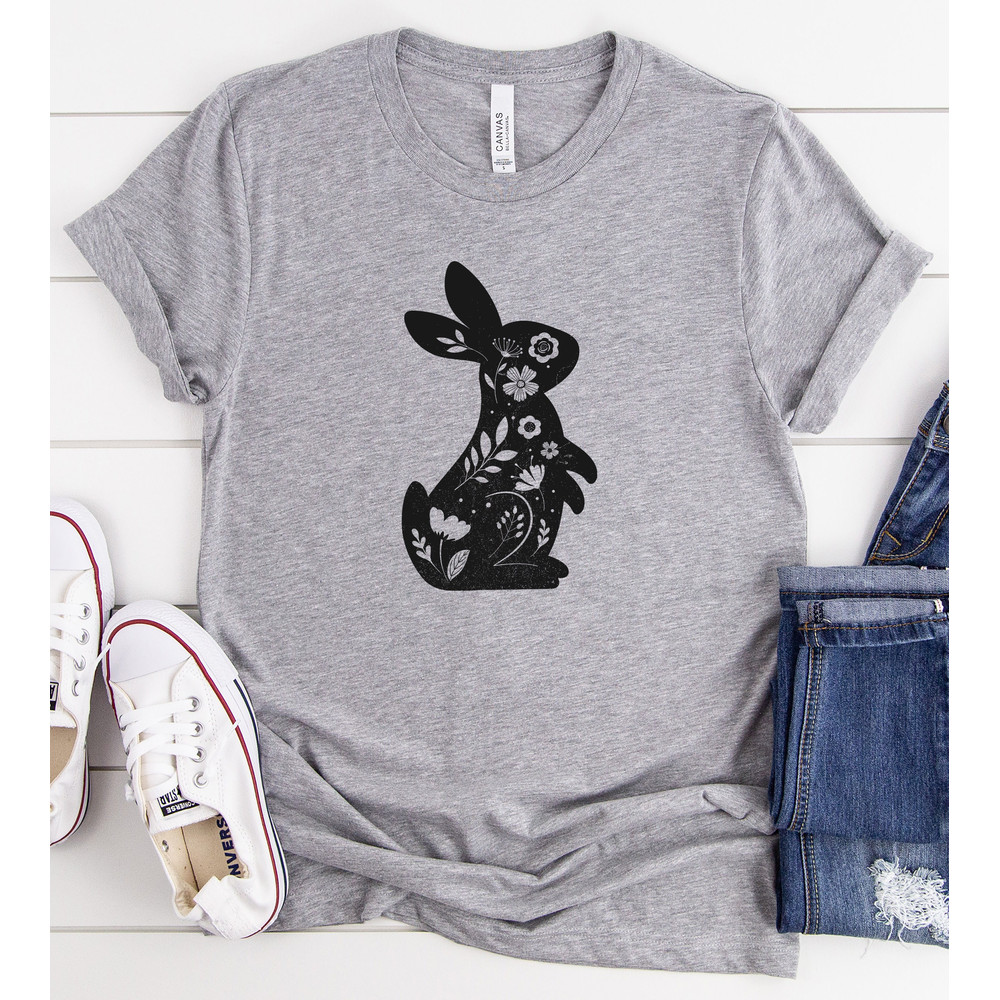 Floral Bunny Shirt - Floral Rabbit Shirt - Easter T-shirt - Spring T-shirt - Bunny Shirt - Nature Lover - Animal Lover - Gift for Her - 4.jpg
