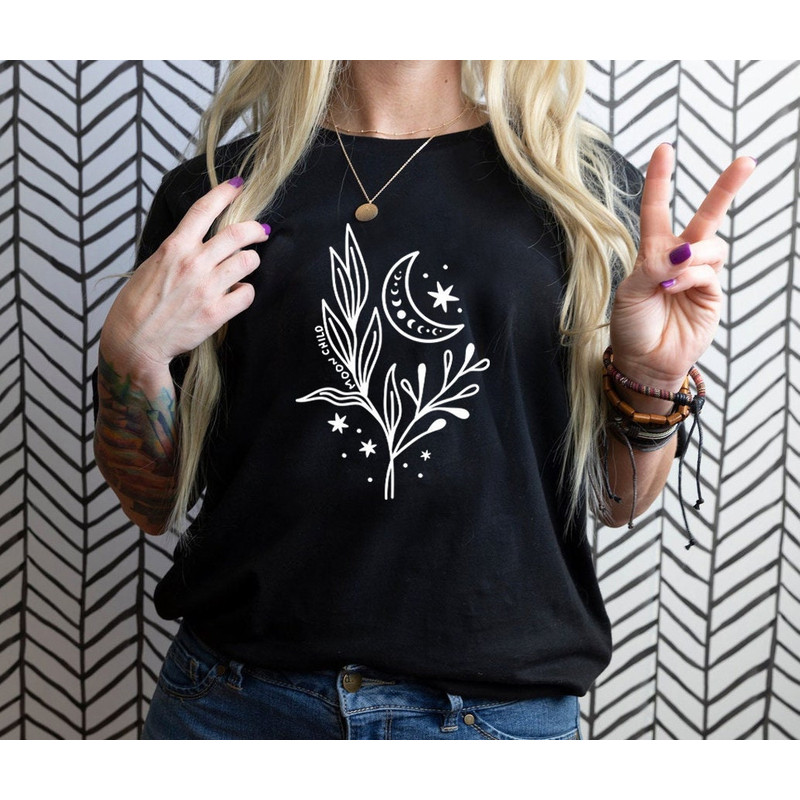 Floral Moon Shirt, Moon Child Shirt, Moon Wildflower Shirt, Moon Phases Shirt, Moon Boho Shirt, Astronomy T-Shirt, Celestial Shirt - 1.jpg