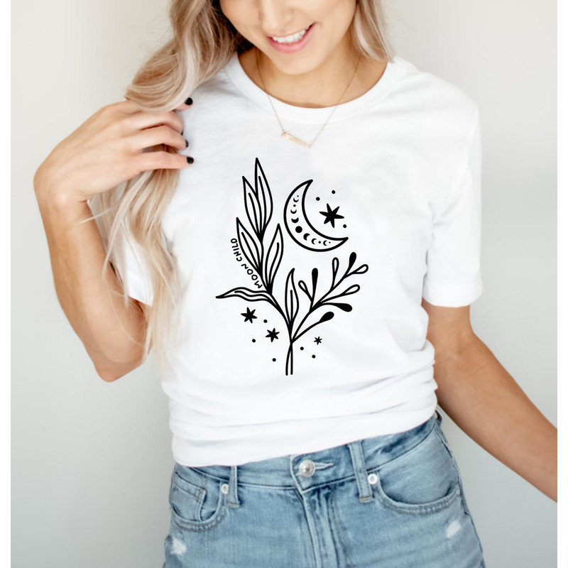 Floral Moon Shirt, Moon Child Shirt, Moon Wildflower Shirt, Moon Phases Shirt, Moon Boho Shirt, Astronomy T-Shirt, Celestial Shirt - 3.jpg