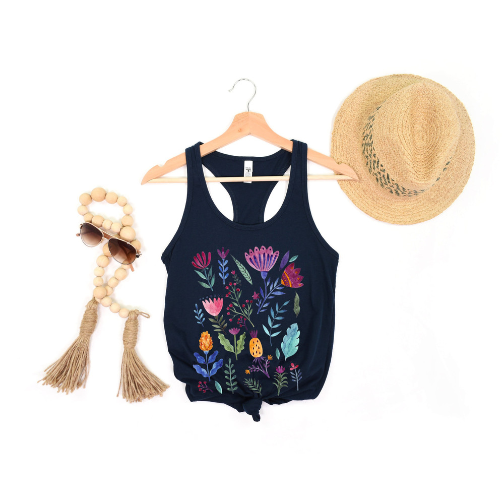 Floral Shirt Tank, Grow Positive Thoughts Tank, Bohemian Style Tank, Butterfly Shirt, Trending Right Now, Women's Graphic Tank, Love Tank - 1.jpg