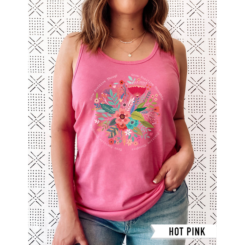 Floral Shirt Tank, Grow Positive Thoughts Tank, Bohemian Style Tank, Butterfly Shirt, Trending Right Now, Women's Graphic Tank, Love Tank - 4.jpg