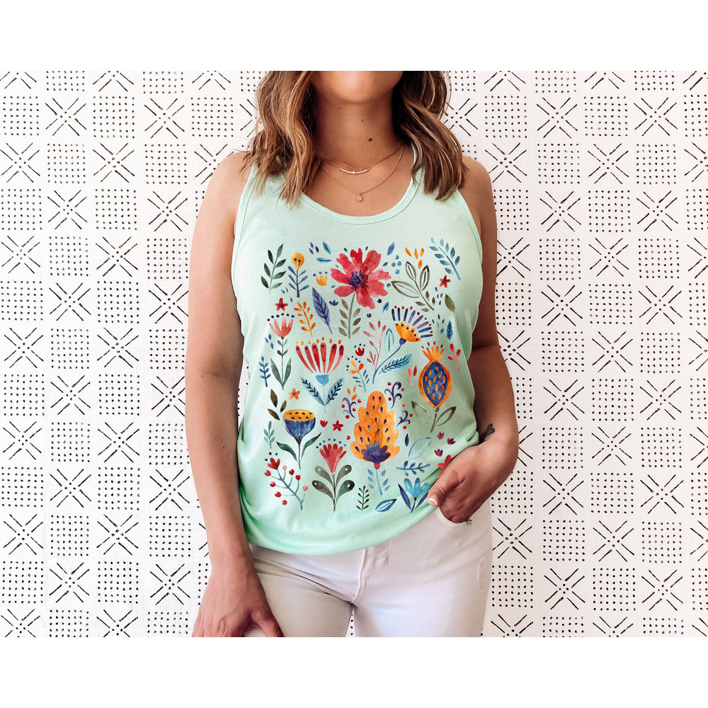 Floral Shirt Tank, Grow Positive Thoughts Tank, Bohemian Style Tank, Butterfly Shirt, Trending Right Now, Women's Graphic Tank, Love Tank - 4.jpg